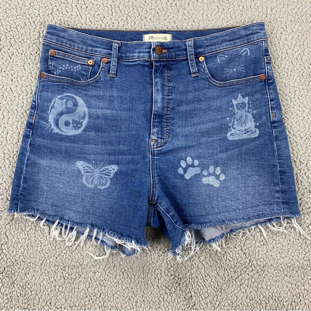 Madewell High Waist Denim Shorts with Graphic Designs